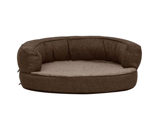 Saltea ergonomică pat de câini maro, 60x42 cm, aspect in/fleece, 4 image