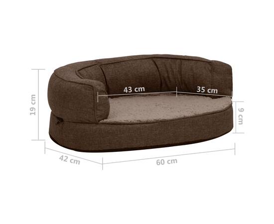 Saltea ergonomică pat de câini maro, 60x42 cm, aspect in/fleece, 8 image