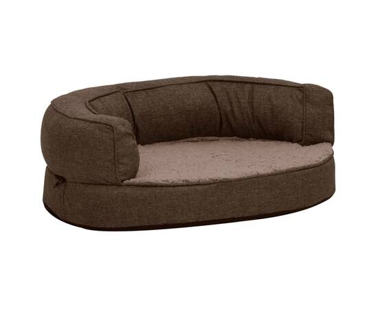Saltea ergonomică pat de câini maro, 60x42 cm, aspect in/fleece, 2 image