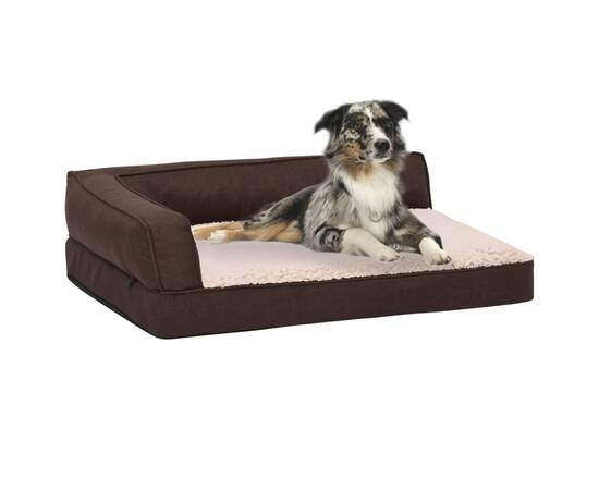 Saltea ergonomică pat de câini maro, 75x53 cm, aspect in/fleece