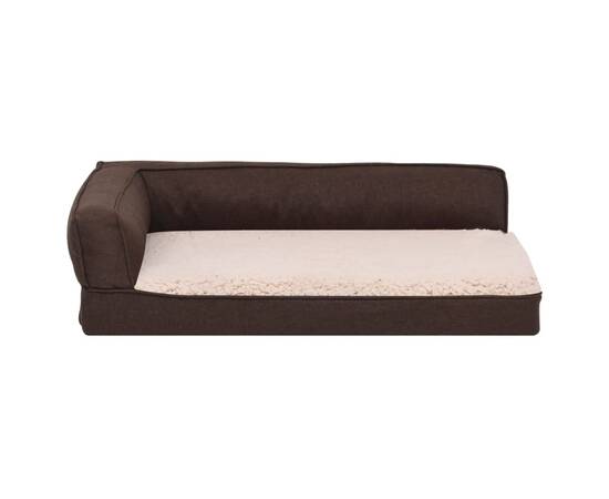 Saltea ergonomică pat de câini maro, 75x53 cm, aspect in/fleece, 4 image