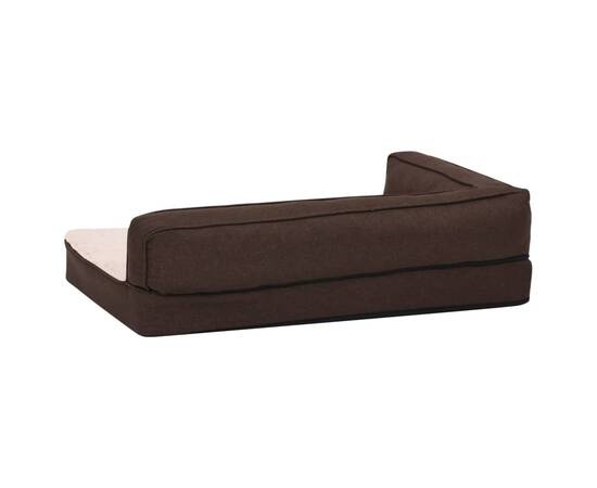 Saltea ergonomică pat de câini maro, 75x53 cm, aspect in/fleece, 6 image