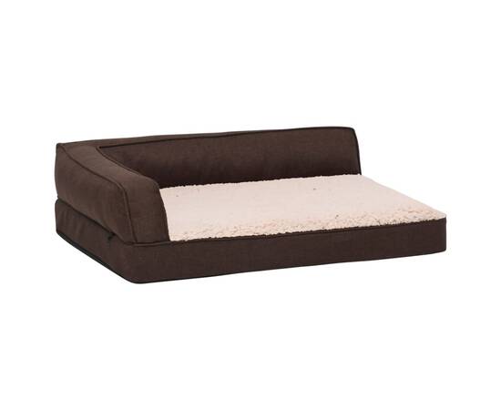 Saltea ergonomică pat de câini maro, 75x53 cm, aspect in/fleece, 2 image