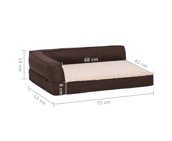 Saltea ergonomică pat de câini maro, 75x53 cm, aspect in/fleece, 8 image