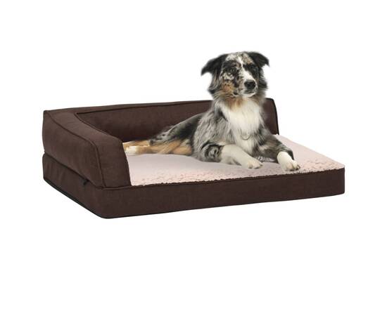 Saltea ergonomică pat de câini maro 60x42 cm aspect in /fleece