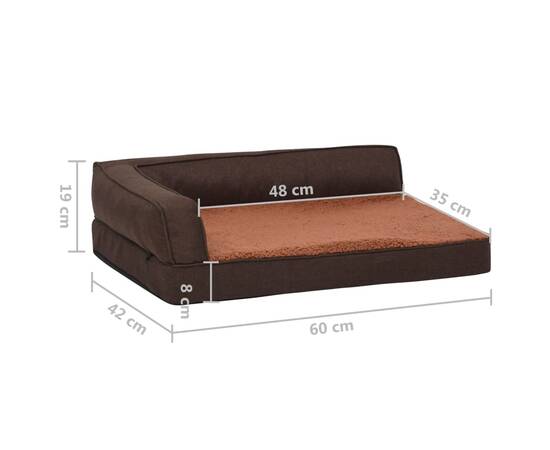 Saltea ergonomică pat de câini maro 60x42 cm aspect in/fleece, 8 image