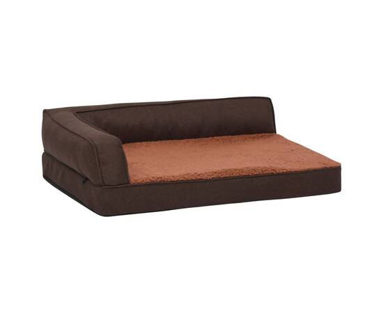 Saltea ergonomică pat de câini maro 60x42 cm aspect in/fleece, 2 image