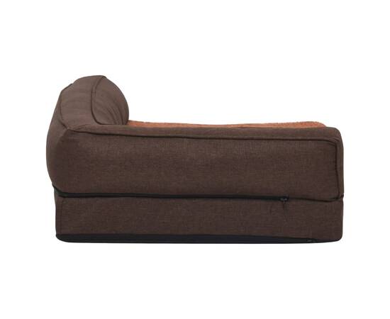 Saltea ergonomică pat de câini maro 60x42 cm aspect in/fleece, 5 image