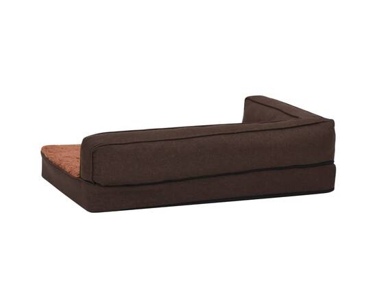 Saltea ergonomică pat de câini maro 75x53 cm aspect in/fleece, 6 image