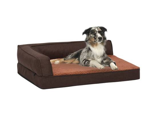 Saltea ergonomică pat de câini maro 75x53 cm aspect in/fleece