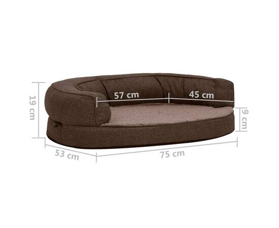Saltea ergonomică pat de câini maro 75x53 cm aspect in/fleece, 8 image