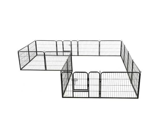 Țarc pentru câini, 16 panouri, oțel, 60 x 80 cm, negru, 4 image