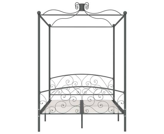 Cadru de pat cu baldachin, gri, 140 x 200 cm, metal, 3 image