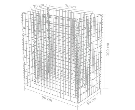 Strat înălțat gabion, 90x50x100 cm, oțel galvanizat, 8 image