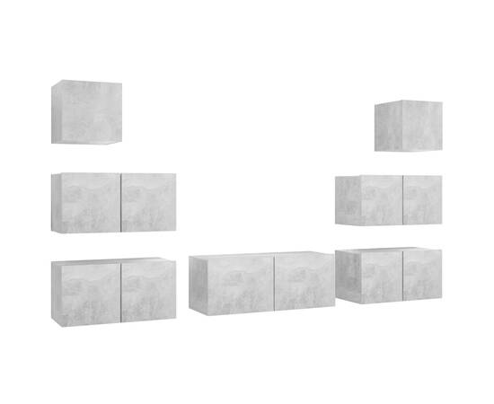 Set de dulapuri tv, 7 piese, gri beton, pal, 2 image