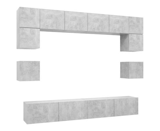 Set dulapuri tv, 8 piese, gri beton, pal, 2 image