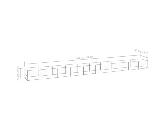 Padoc pentru câini, argintiu, 10 m², oțel, 6 image