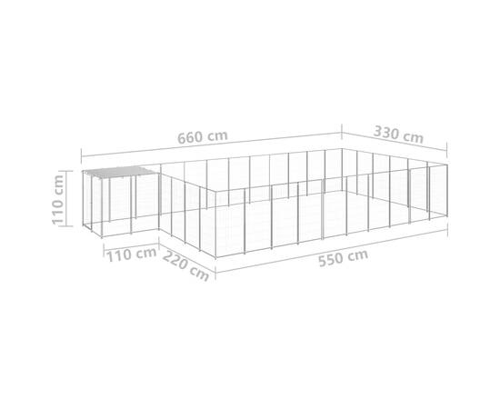 Padoc pentru câini, argintiu, 19,36 m², oțel, 6 image