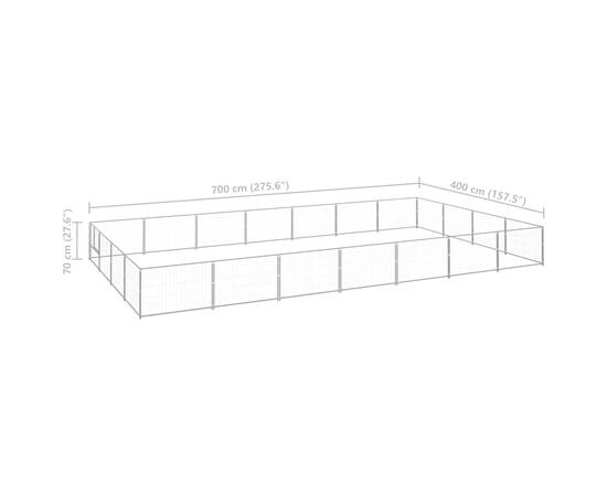 Padoc pentru câini, argintiu, 28 m², oțel, 6 image