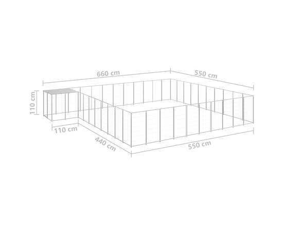 Padoc pentru câini, argintiu, 31,46 m², oțel, 6 image