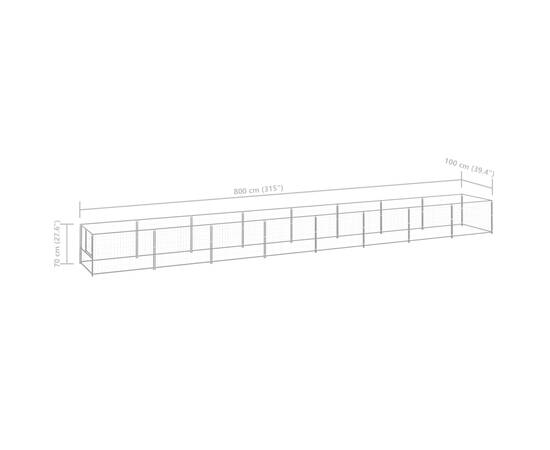 Padoc pentru câini, argintiu, 8 m², oțel, 6 image