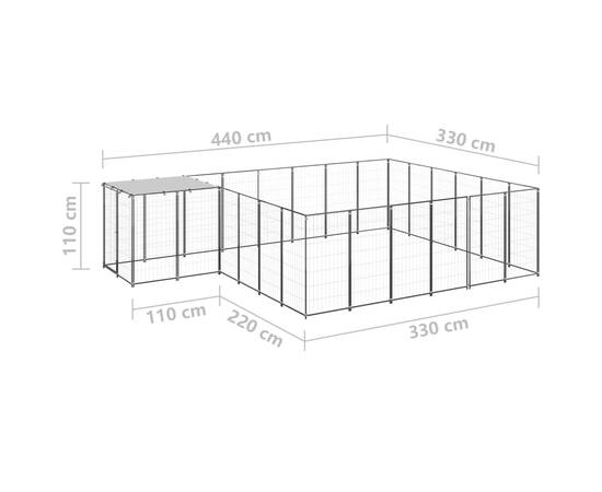 Padoc pentru câini, negru, 12,1 m², oțel, 6 image