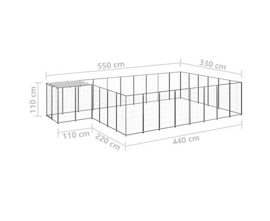 Padoc pentru câini, negru, 15,73 m², oțel, 6 image