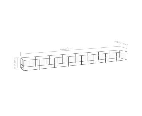 Padoc pentru câini, negru, 8 m², oțel, 6 image