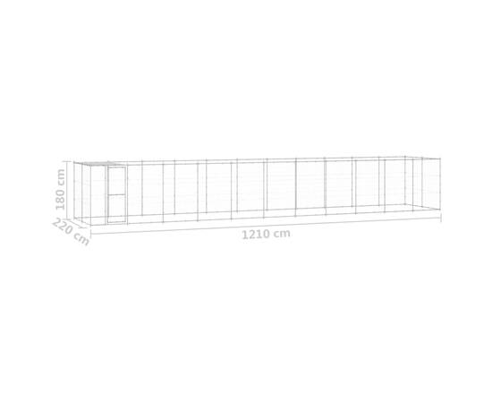 Padoc câini de exterior cu acoperiș, 26,62 m², oțel galvanizat, 6 image