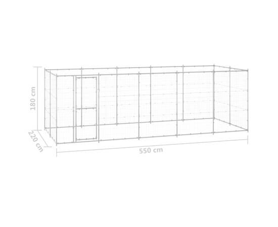 Padoc pentru câini de exterior, 12,1 m², oțel galvanizat, 6 image