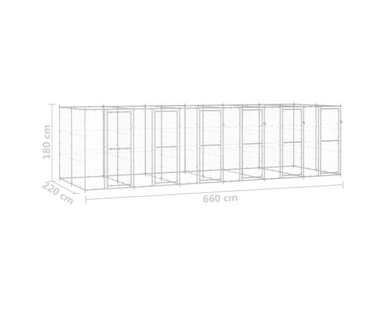 Padoc pentru câini de exterior, 14,52 m², oțel galvanizat, 6 image