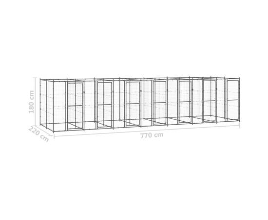 Padoc pentru câini de exterior, 16,94 m², oțel, 6 image