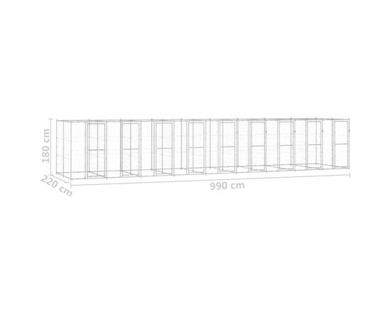 Padoc pentru câini de exterior, 21,78 m², oțel galvanizat, 6 image