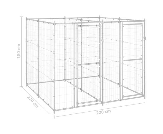 Padoc pentru câini de exterior, 4,84 m², oțel galvanizat, 6 image