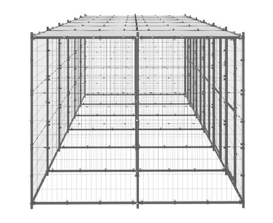 Padoc pentru câini de exterior cu acoperiș, 14,52 m², oțel, 3 image