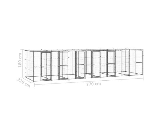 Padoc pentru câini de exterior cu acoperiș, 16,94 m², oțel, 6 image