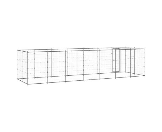 Padoc pentru câini de exterior cu acoperiș, 16,94 m², oțel, 4 image