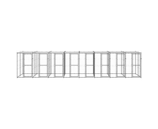 Padoc pentru câini de exterior cu acoperiș, 19,36 m², oțel, 2 image