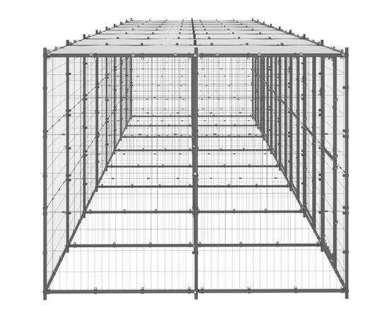 Padoc pentru câini de exterior cu acoperiș, 19,36 m², oțel, 3 image