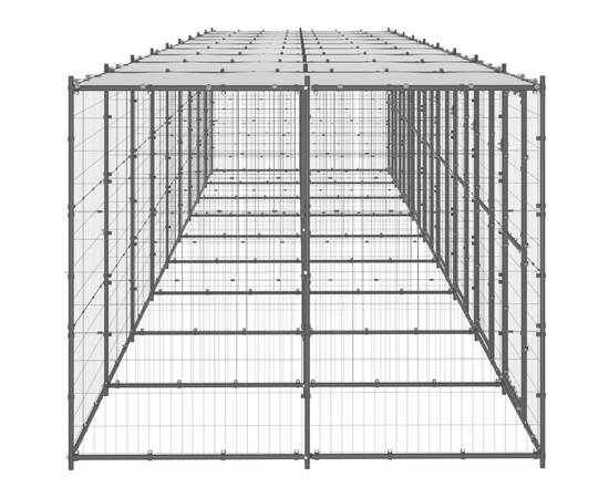 Padoc pentru câini de exterior cu acoperiș, 21,78 m², oțel, 3 image