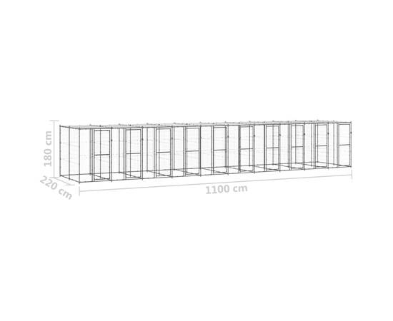 Padoc pentru câini de exterior cu acoperiș, 24,2 m², oțel, 6 image