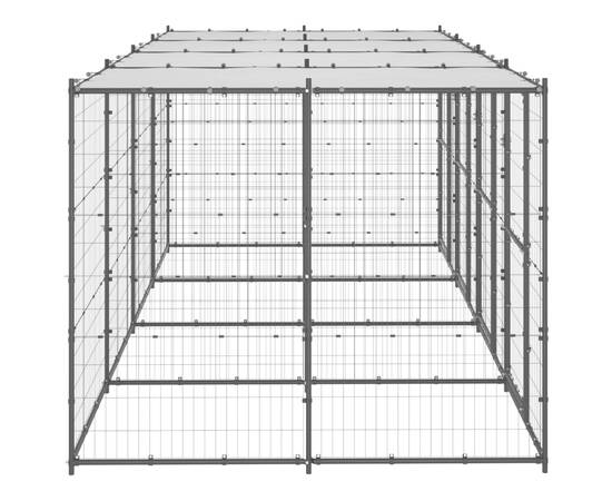Padoc pentru câini de exterior cu acoperiș, 9,68 m², oțel, 3 image