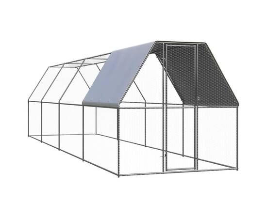 Coteț de exterior pentru păsări, 2x8x2 m, oțel zincat