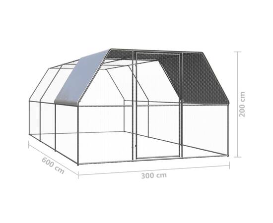 Coteț de păsări pentru exterior, 3x6x2 m, oțel zincat, 6 image