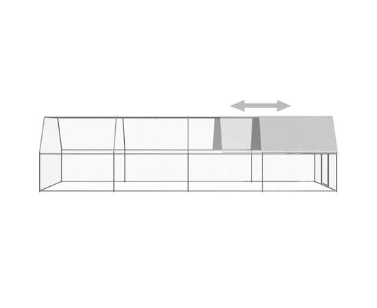 Coteț de păsări pentru exterior, 3x8x2 m, oțel zincat, 4 image