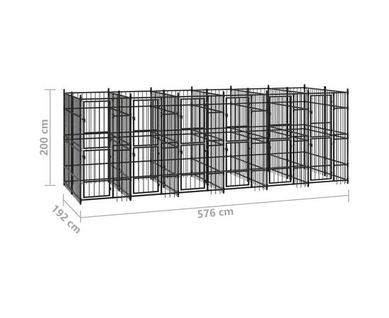 Padoc pentru câini de exterior, 11,06 m², oțel, 7 image