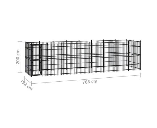 Padoc pentru câini de exterior, 14,75 m², oțel, 7 image