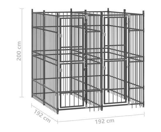 Padoc pentru câini de exterior, 3,69 m², oțel, 7 image