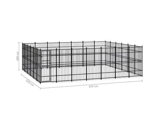 Padoc pentru câini de exterior, 38,71 m², oțel, 7 image