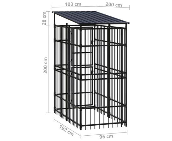 Padoc pentru câini de exterior cu acoperiș, 1,84 m², oțel, 8 image